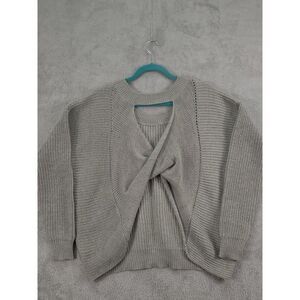 Sage the Label Women's Marled Grey Knit Twist Front Knit Sweater Size‎ M